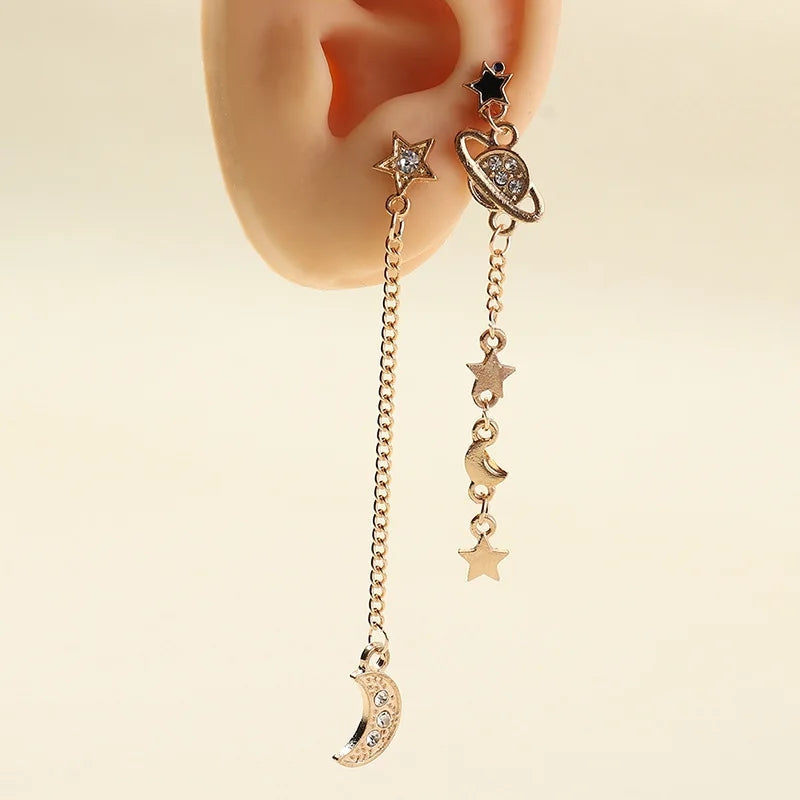 Copper Star Moon Earrings: Celestial Fashion with Tassels - Shop N Save