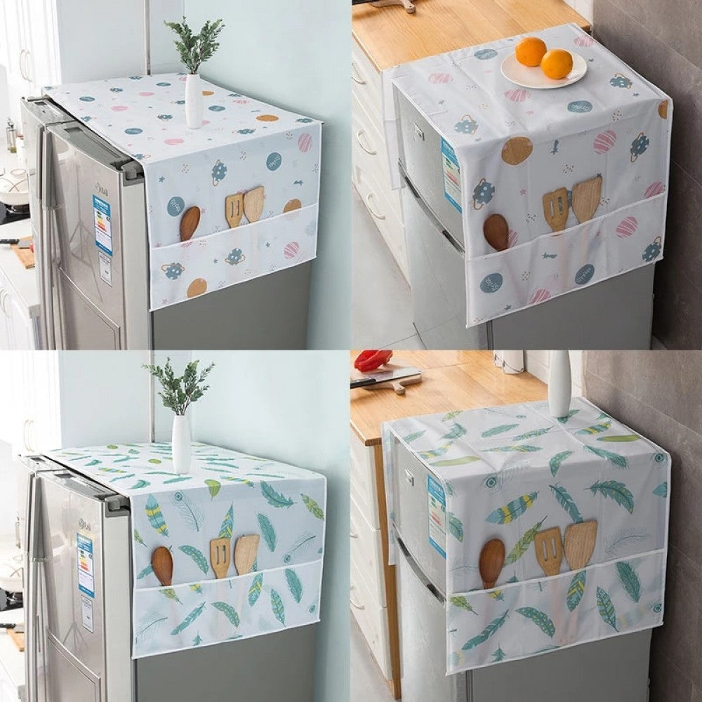 Refrigerator Dust Proof Printed Cover With Storage Bag Washable - Multicolor