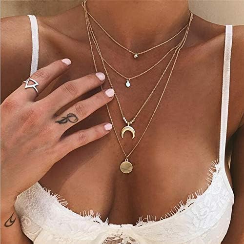 Shining Diva Golden CZ Neckpiece: Multilayer Western Chain for Women - Shop N Save