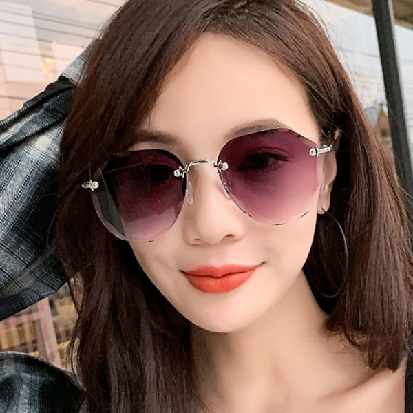 Girls Rimless Fashion Gradient Sunglasses - Gray - Shop N Save