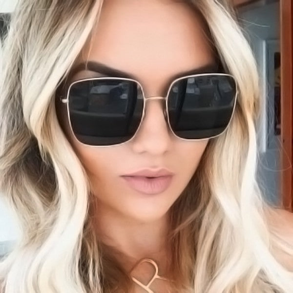 Ladies Simple Metal Frame Sunglasses - Gray Gold - Shop N Save