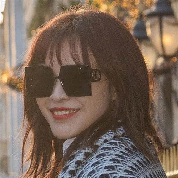 Ladies Retro Big Frame Sunglasses - Black - Shop N Save