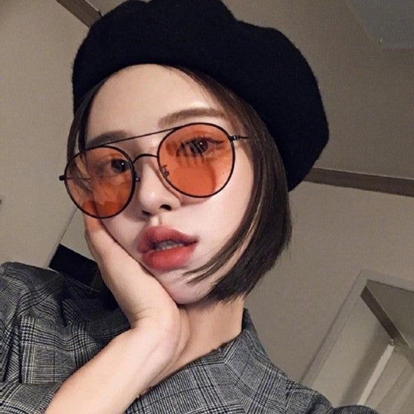 Retro Metal Frame Sunglasses For Women And Men - Orange - Shop N Save
