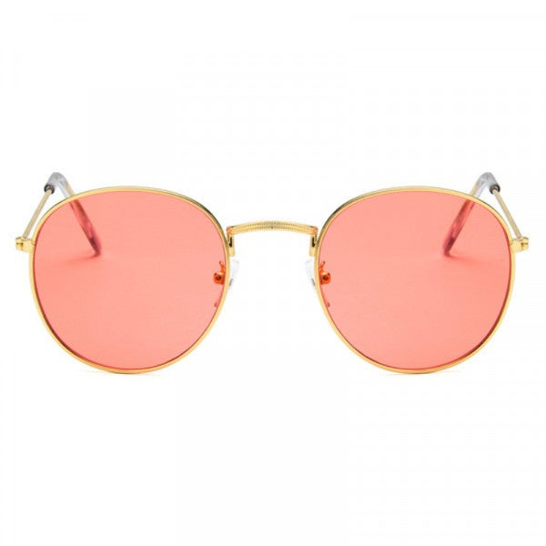 Retro Color Film Round Frame Sunglasses - Yellow