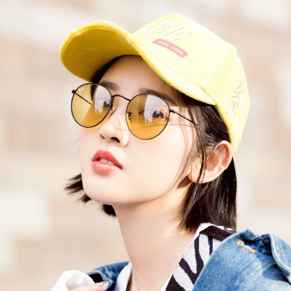 Retro Color Film Round Frame Sunglasses - Yellow