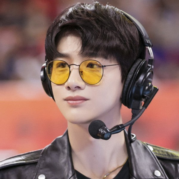Retro Color Film Round Frame Sunglasses - Yellow