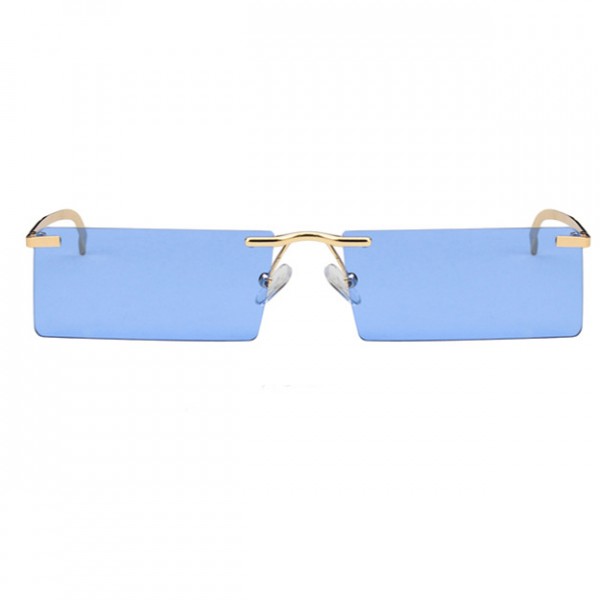 Frameless Slim Lens Personality Square Sunglasses - Dark Brown