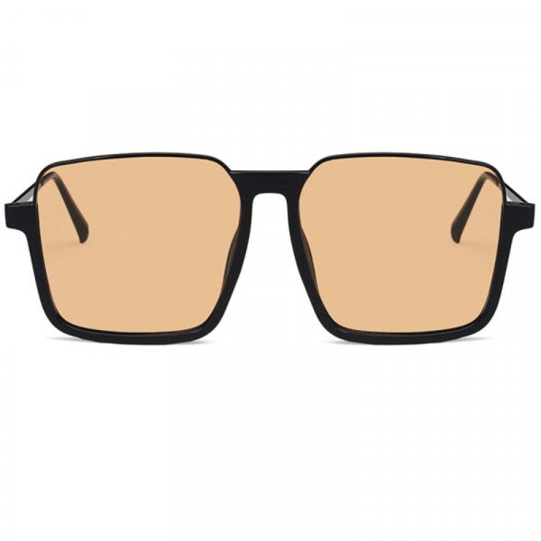 Retro Square Half Frame Sunglasses - Black