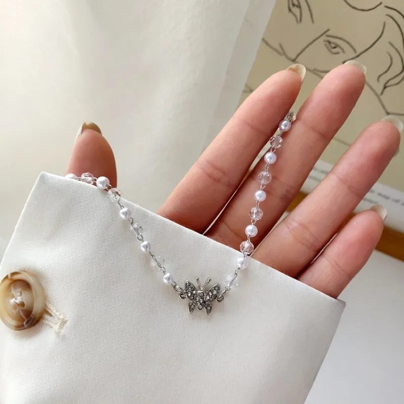 Korean Pearl Butterfly Choker: Elegant Wedding & Party Necklace - Shop N Save