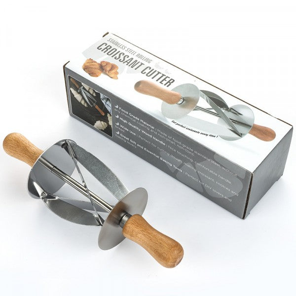 Wooden Handle Roller Slices Cake Bread Cutter - Silver - Shop N Save