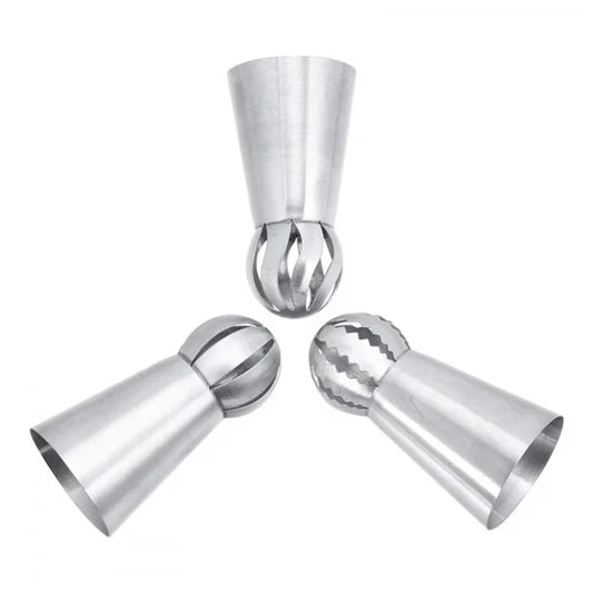 3 Pcs Torch Ball Nozzle Spout Cream Set - Silver - Shop N Save