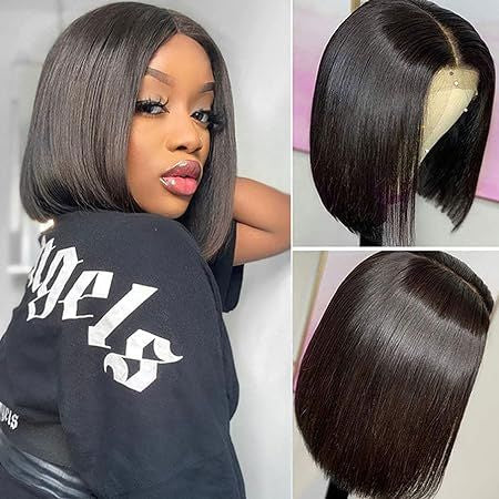 Medium-Parted Short Hair Bobo Head Wigs