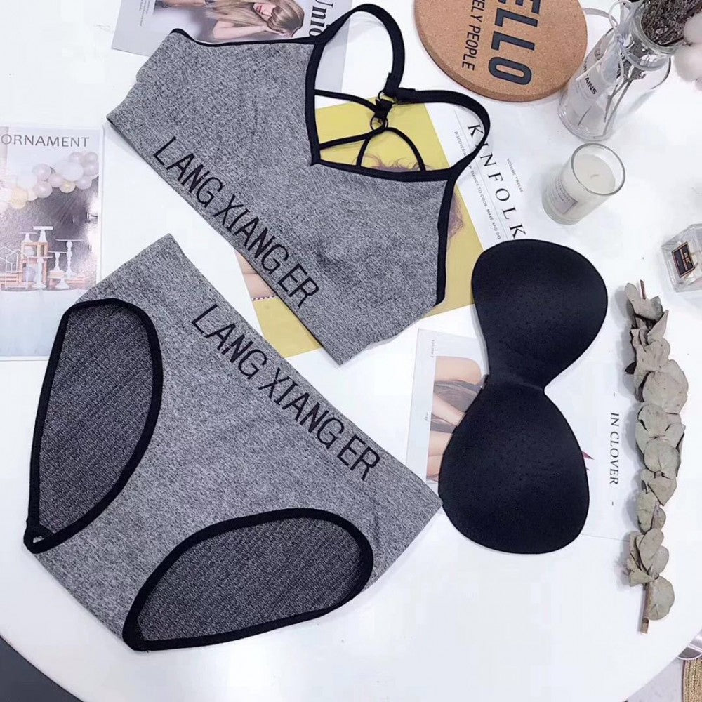 2PCS Beauty Back Sports Set Female - Gray - Shop N Save