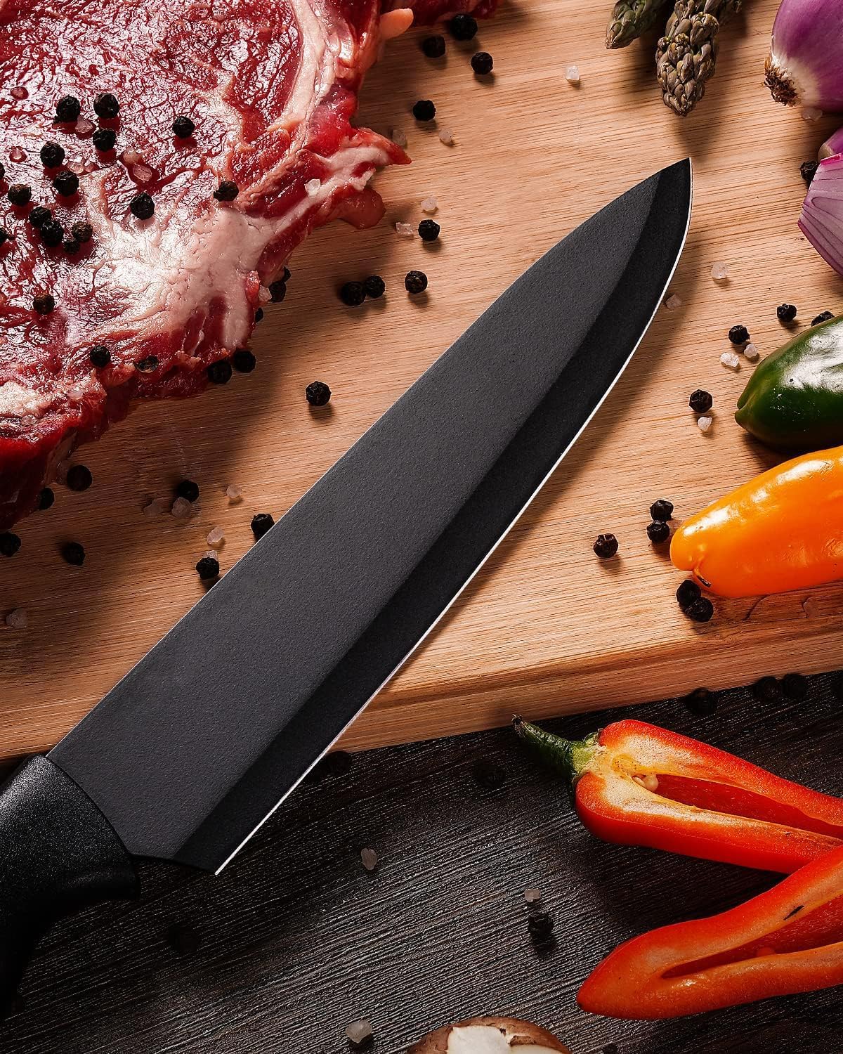 Kitchen Knife Set with Built-in Sharpener Block, Dishwasher Safe, 15 Pieces German Stainless Steel