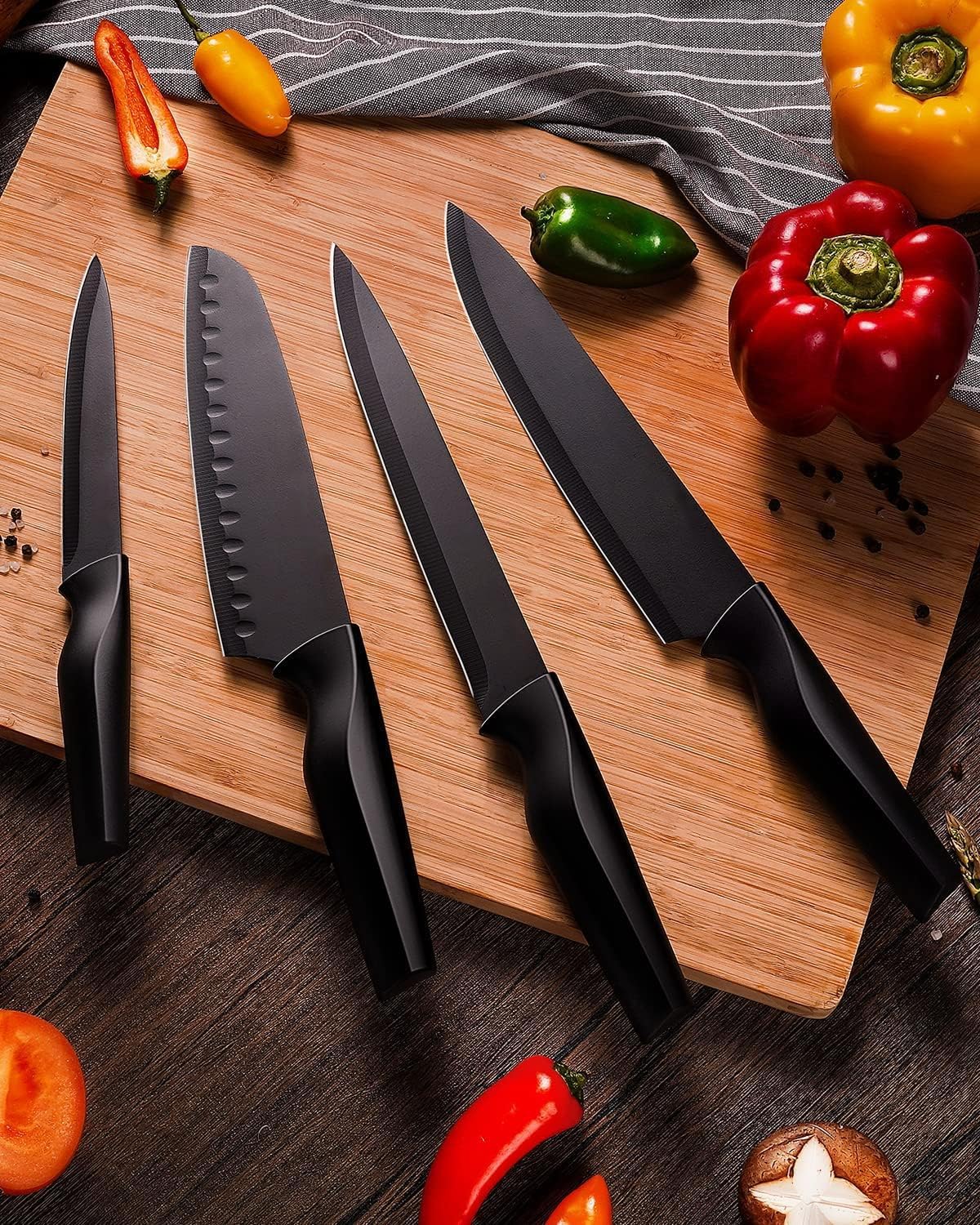 Kitchen Knife Set with Built-in Sharpener Block, Dishwasher Safe, 15 Pieces German Stainless Steel