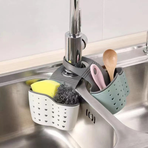 Home Storage Adjustable Sink Drain Storage Basket - Gray