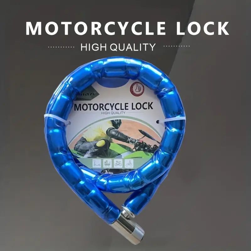 Motorcycle security cable lock (Blue) .