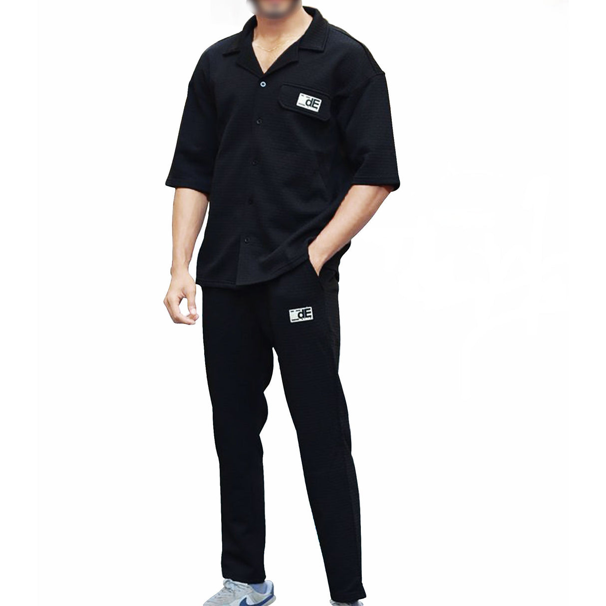 Black Men's Tracksuits drop shoulder