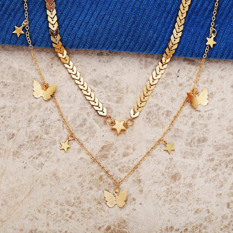 Star & Butterfly Layered Necklaces: Fashion Alloy for Women's - Shop N Save