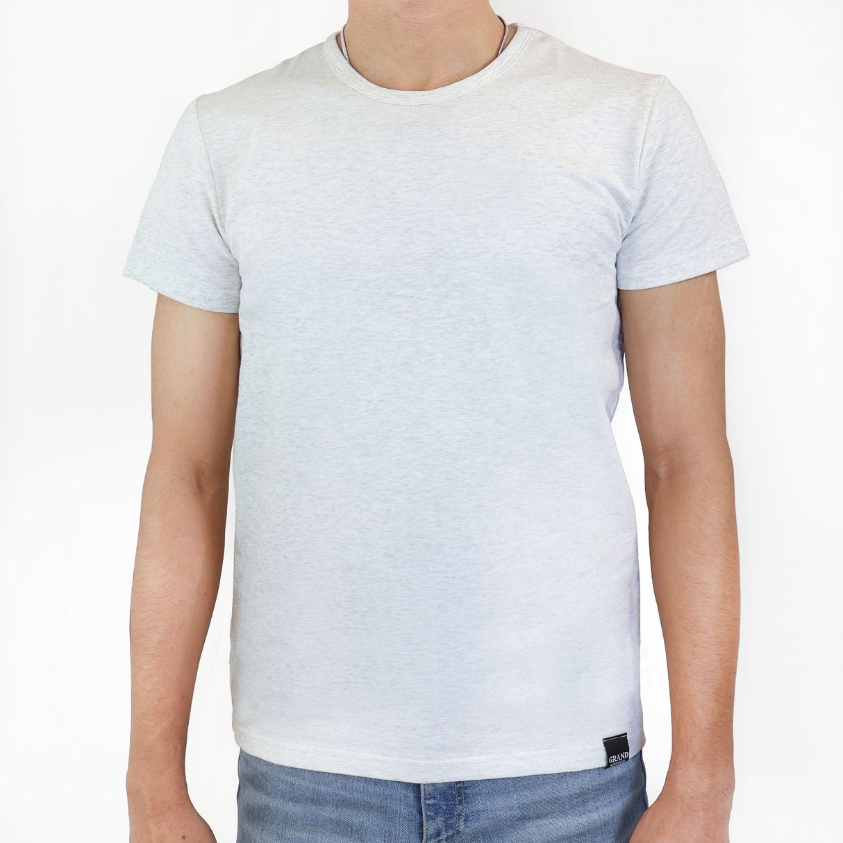 Men's Cotton T-Shirt, Crew Neck , Short Sleeve (Ash Grey)