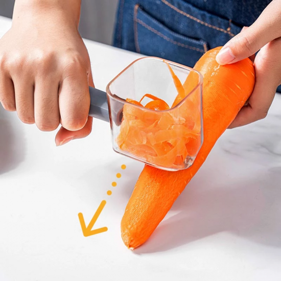 High Quality Plastic Vegetable Peeler With Top Container (Gray) - Shop N Save