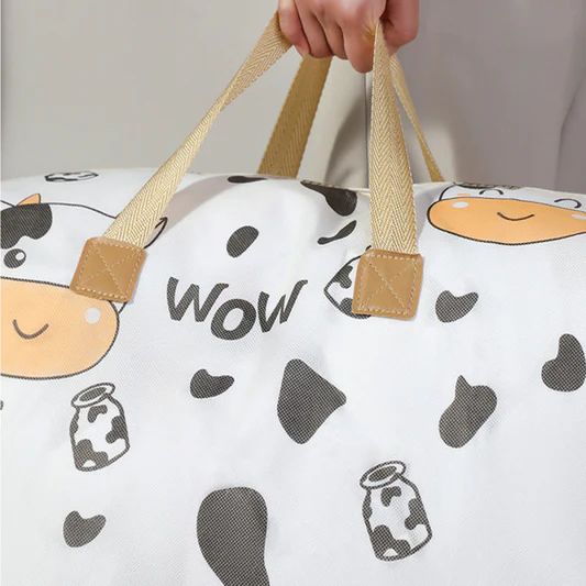 Large Travel Bag: Comforter & Pillow Storage, Moisture-Proof Canvas - 50x38cm White - Shop N Save