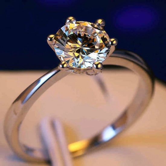 Luxury Female Small Lab Diamond Ring Sterling Silver Engagement Ring