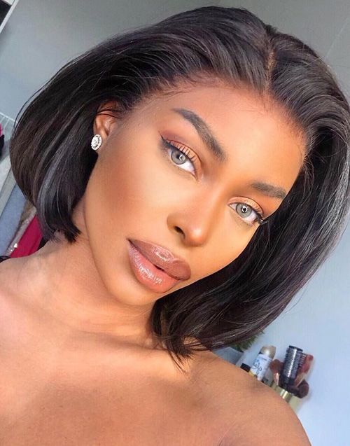 Medium-Parted Short Hair Bobo Head Wigs