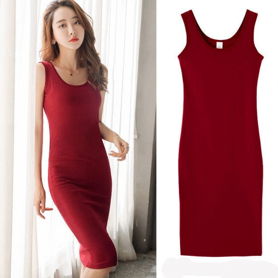 Women Long Skirt Dress - Style Soft Fabric Women Dress For Party Events Beach Office - Red