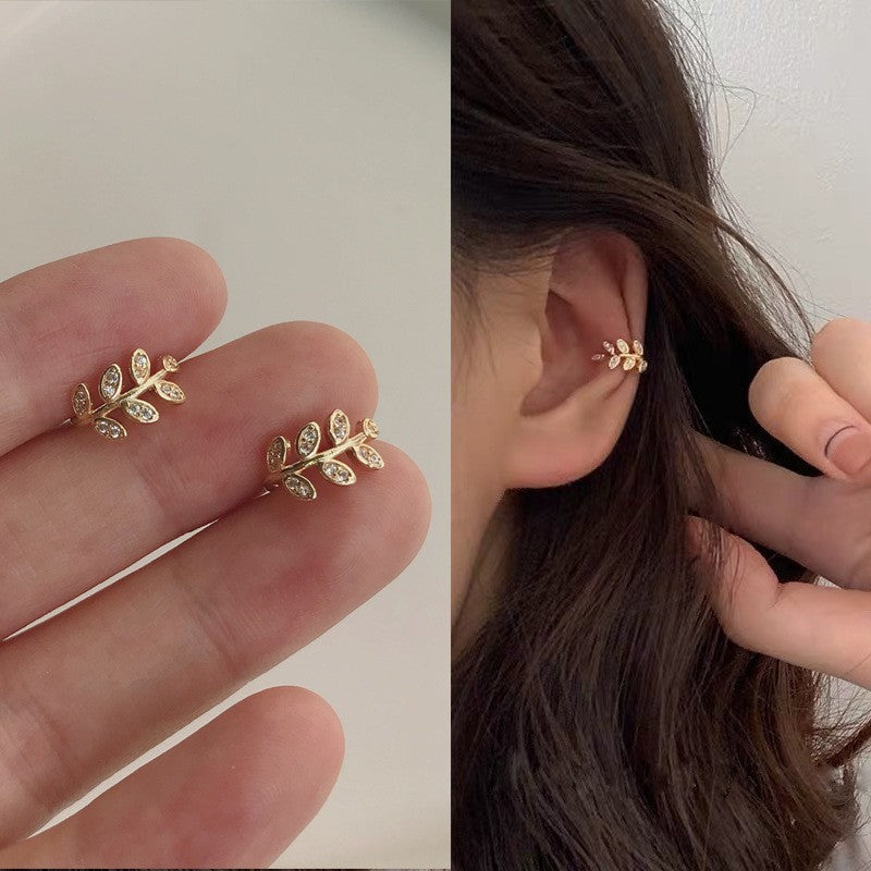 Diamond Leaf Ear Clips - European American Hot-Selling, C-Shaped - Shop N Save