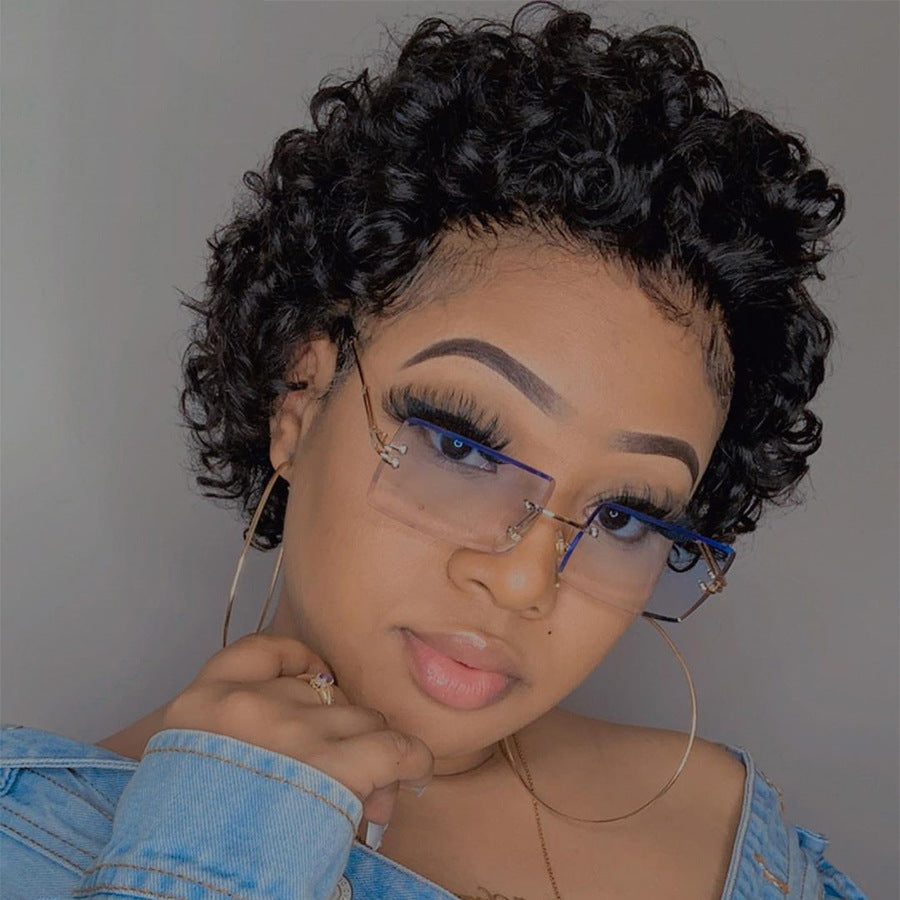 Wigs Women's Short Curly Wigs Small Curly Wigs Chemical Fiber Headgear Wigs