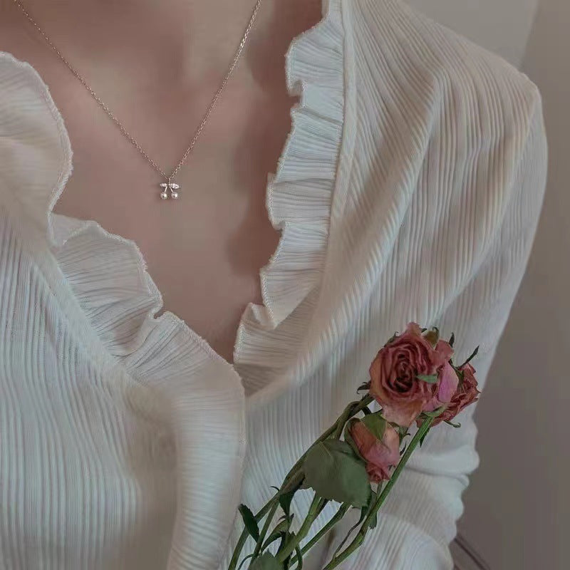 Pearl Cherry Necklace - 2023 Clavicle Chain, Ins Cold Style - Shop N Save