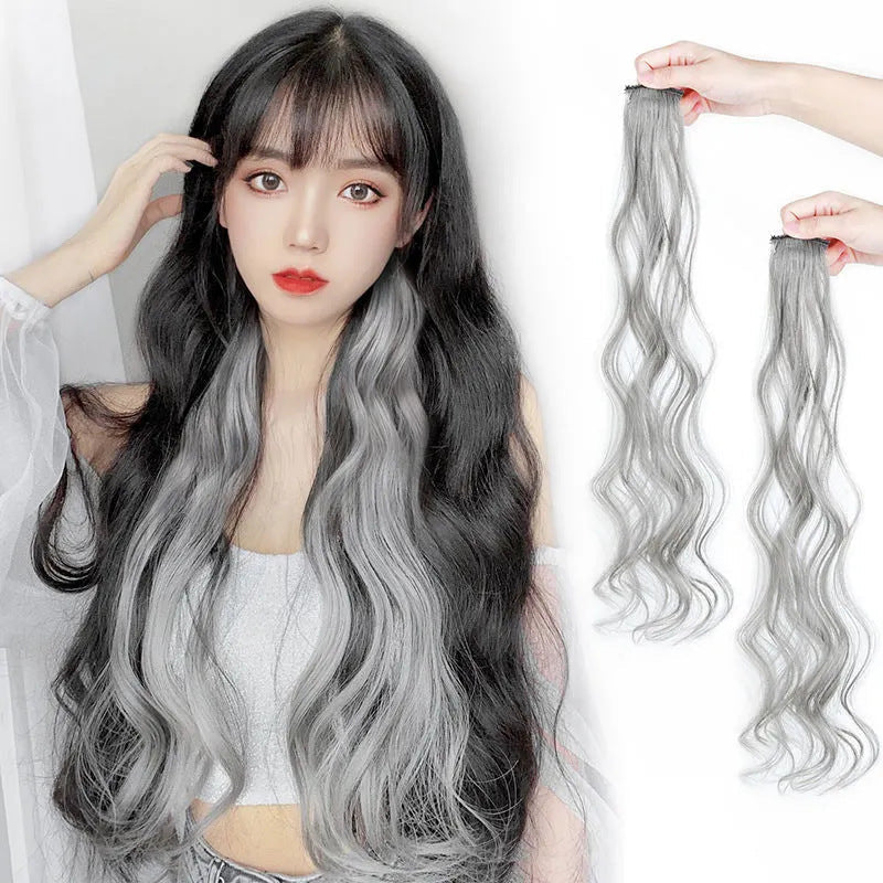 Dazzling Highlights: Long Curly Hairpiece for Women - 5 Vibrant Colors, Hanging Ear Design
