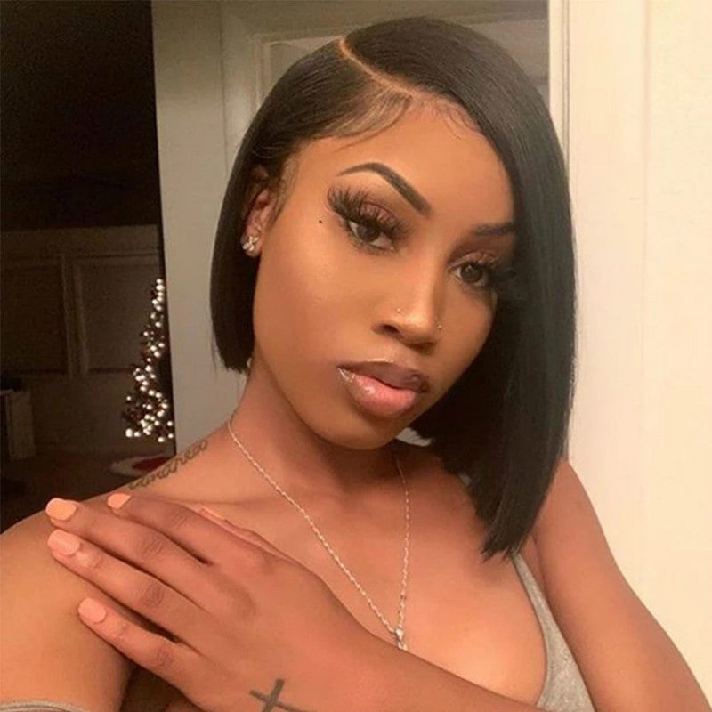 African Wig: Side Parting, Short Straight Bobo Head