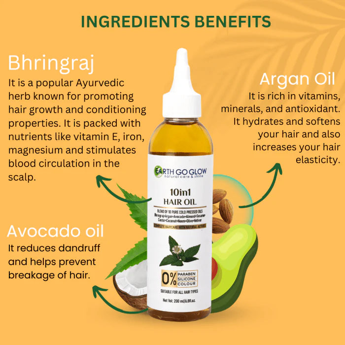 EARTH GO GLOW 10 IN 1 HAIR OIL (200ml) - Shop N Save