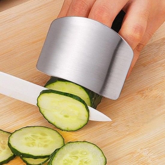 Stainless Steel Hand Cut Knife Finger Protector - Silver