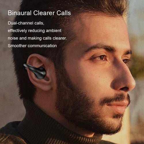 R15 LED Digital Display Ear Clip Wireless Noise Reduction Bluetooth Headphone (White)