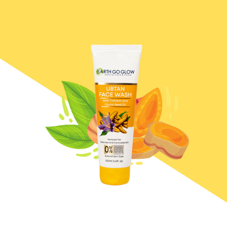 EARTH GO GLOW UBTAN FACE WASH WITH TURMERIC & SAFFRON FOR TAN REMOVAL (100ml) - Shop N Save