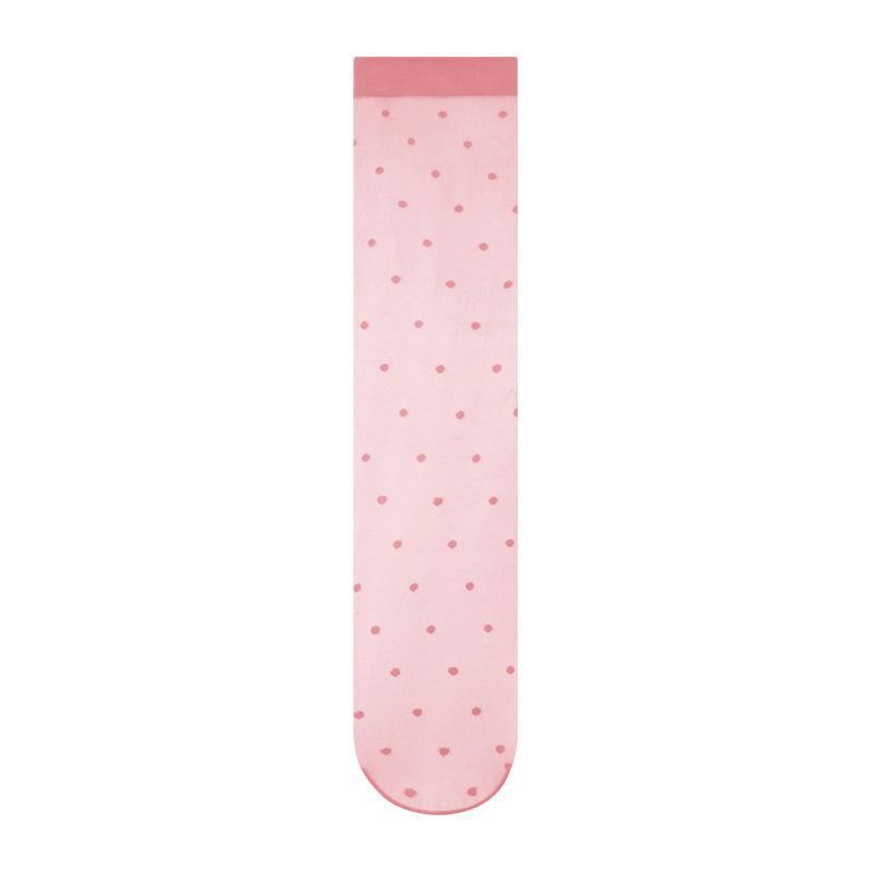 Thin Transparent Bunching Socks Women's Socks Polka Dot Calf Stockings