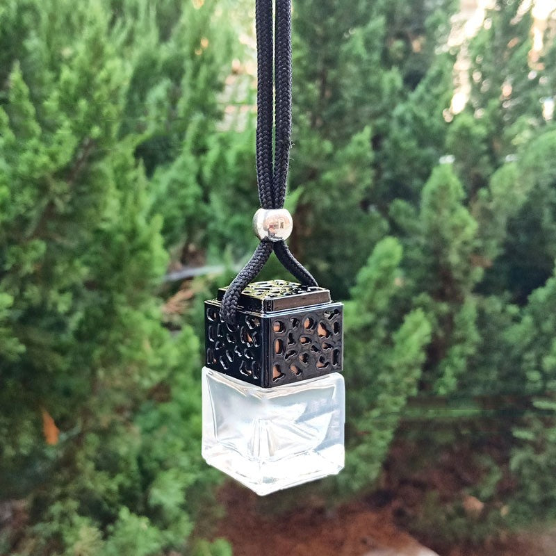 Car Perfume Bottle Pendant Gold And Silver Hollow Square