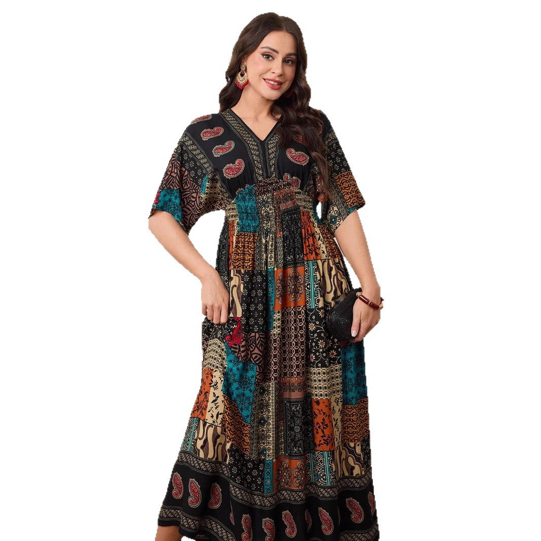 Womens Casual Modest Floral-print Dress