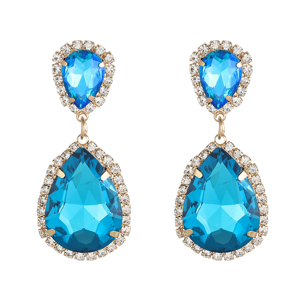 Multi-layer Drop-shaped Glass Rhinestone Metal Alloy High-grade Trending Earrings