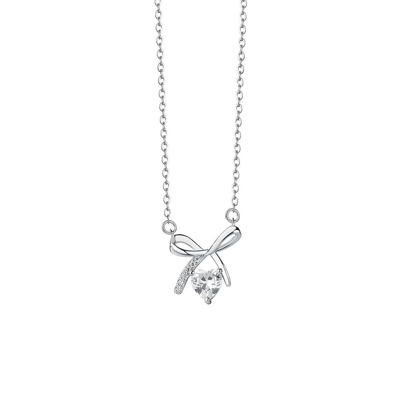 Diamond Love Necklace - Silver Bow Pendant, Minimalist Birthday Gift - Shop N Save