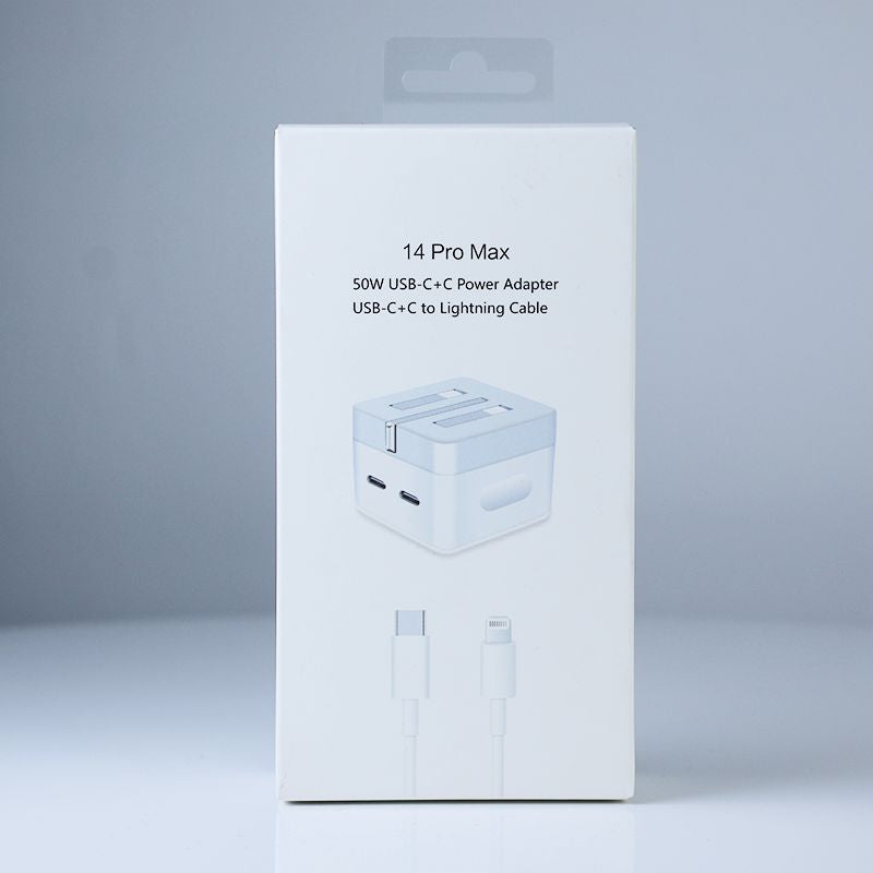 14 Pro Max 50W Adapter: Fast USB-C+C Charging, Lightning Cable - Shop N Save