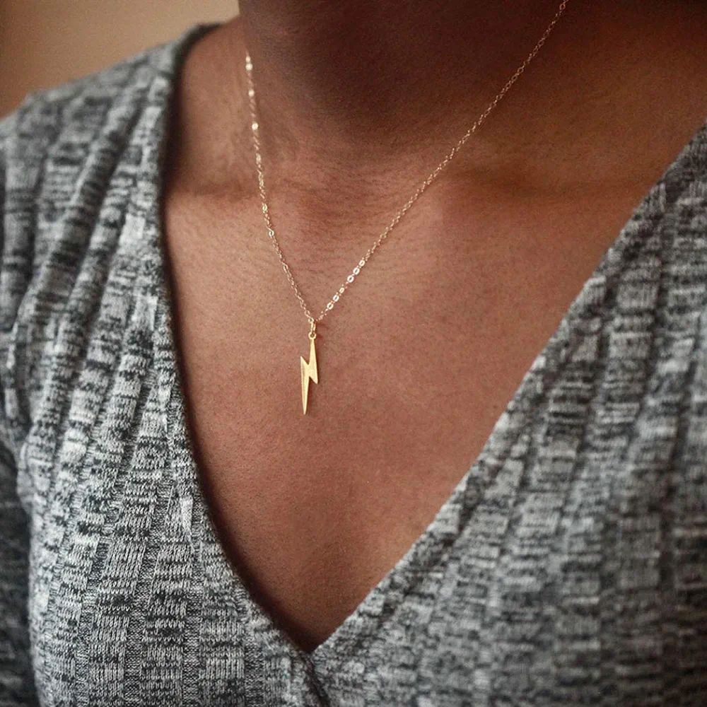 Artmiss Lightning Necklace - Gold Charm Bar Choker Jewelry - Shop N Save