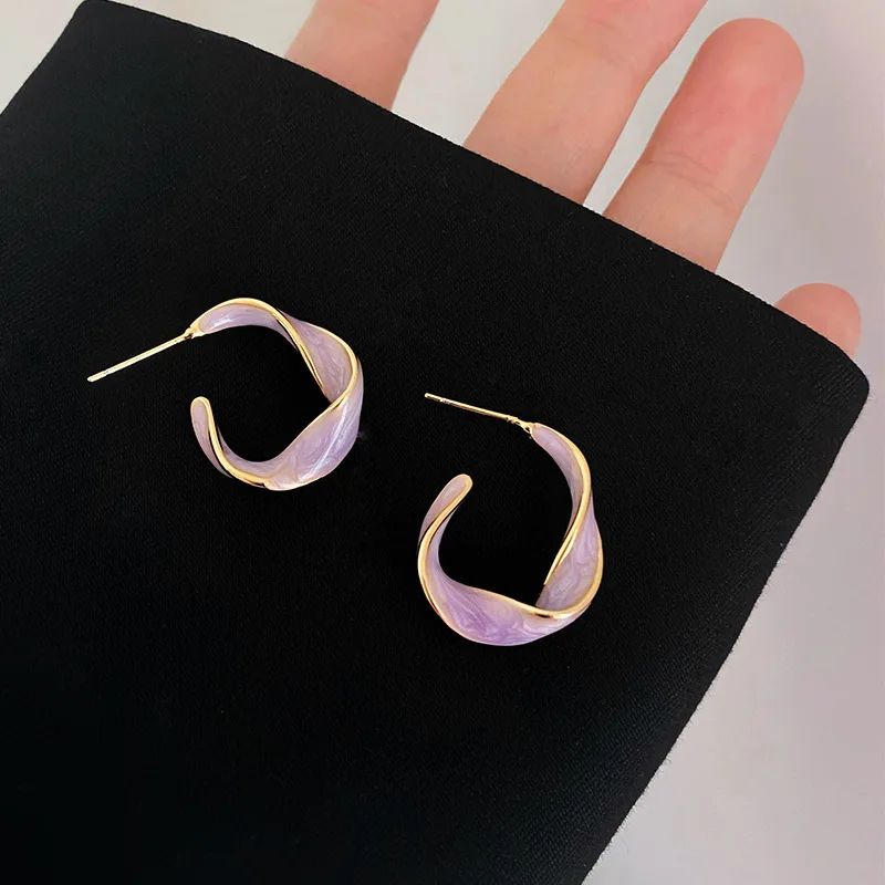 Lavender Purple Hoop Earrings - 2023 Fashion Jewelry Gift - Shop N Save