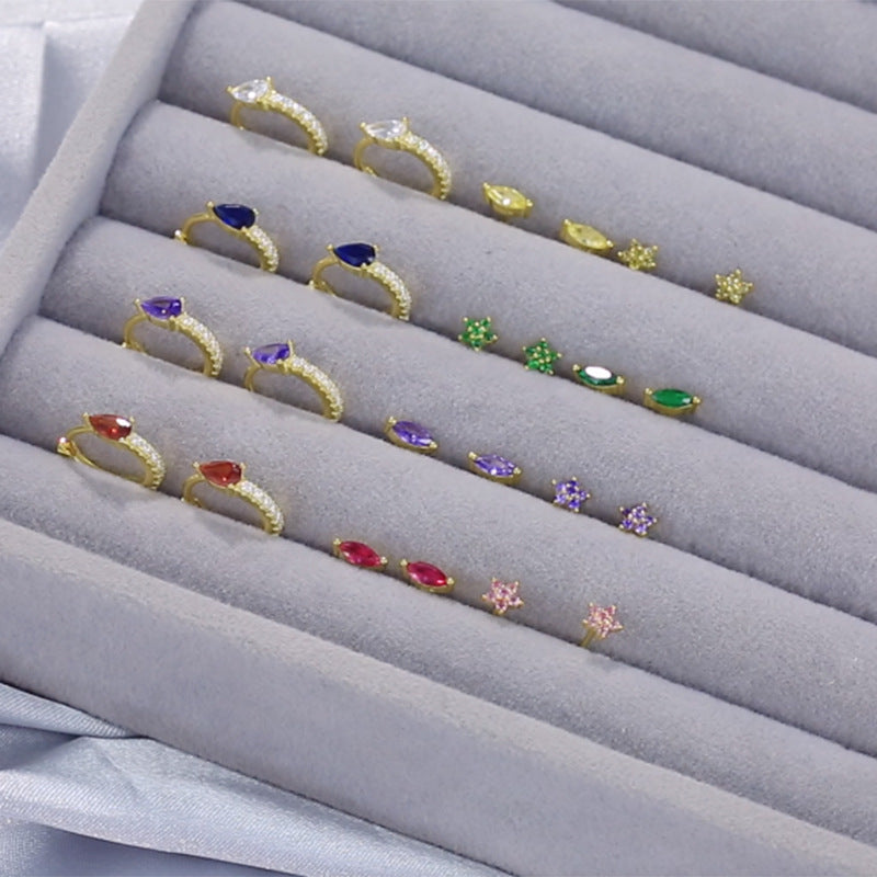 Color Diamond Snowflake Fashion Trending Earrings