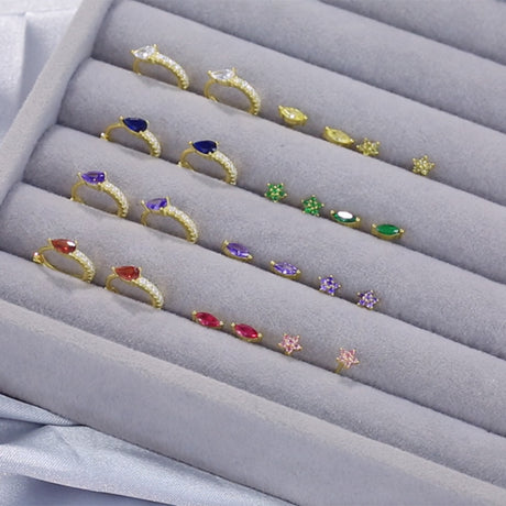 Color Diamond Snowflake Fashion Trending Earrings