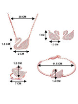 CZ Rose Gold Swan Jewelry Set - Pendant Bracelet Earrings Ring - Shop N Save
