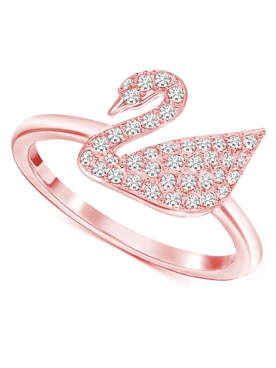 CZ Rose Gold Swan Jewelry Set - Pendant Bracelet Earrings Ring - Shop N Save